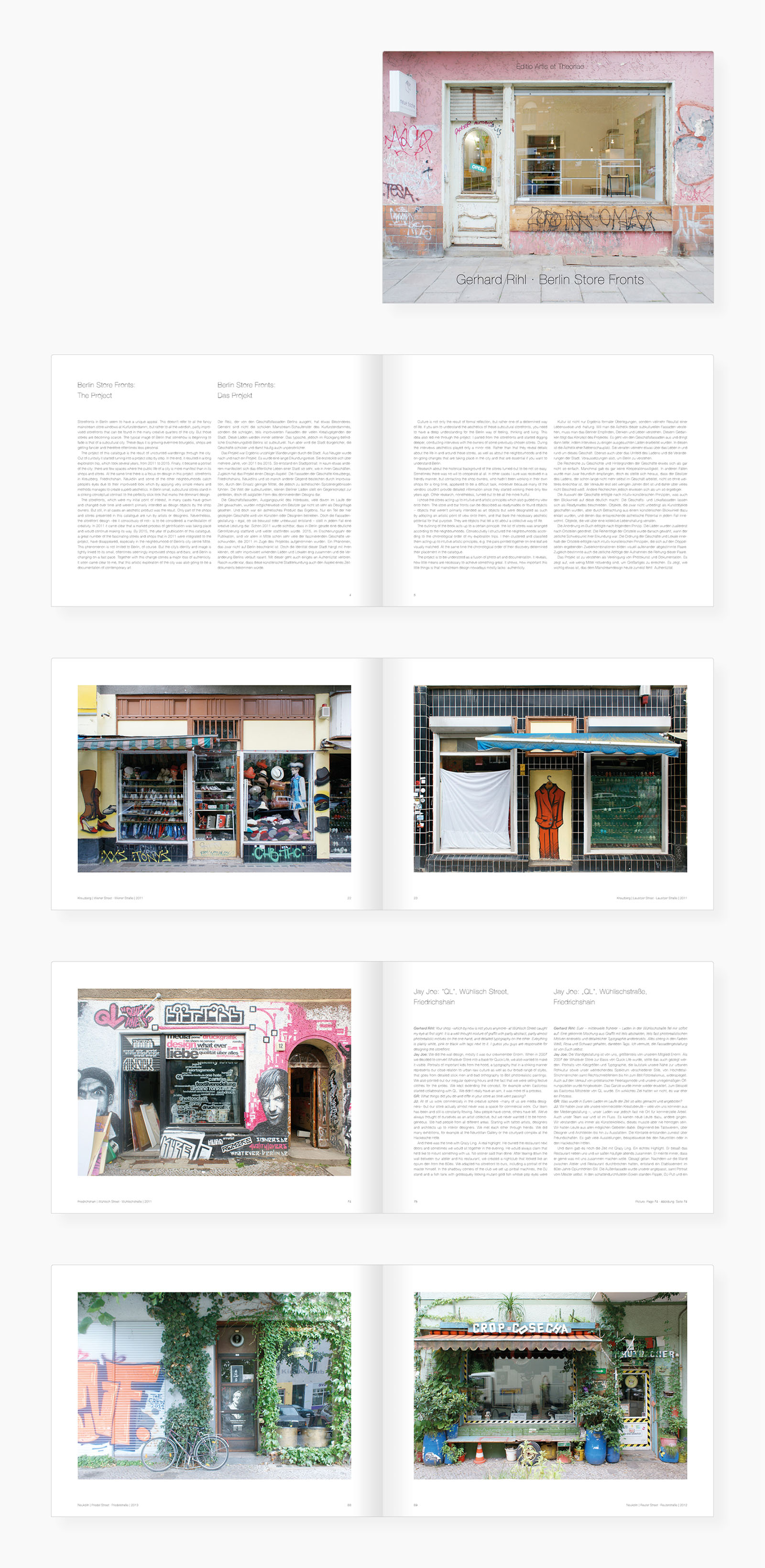 Coverseite und Auswahl von Innenseiten des Buches "Berlin Store Fronts"