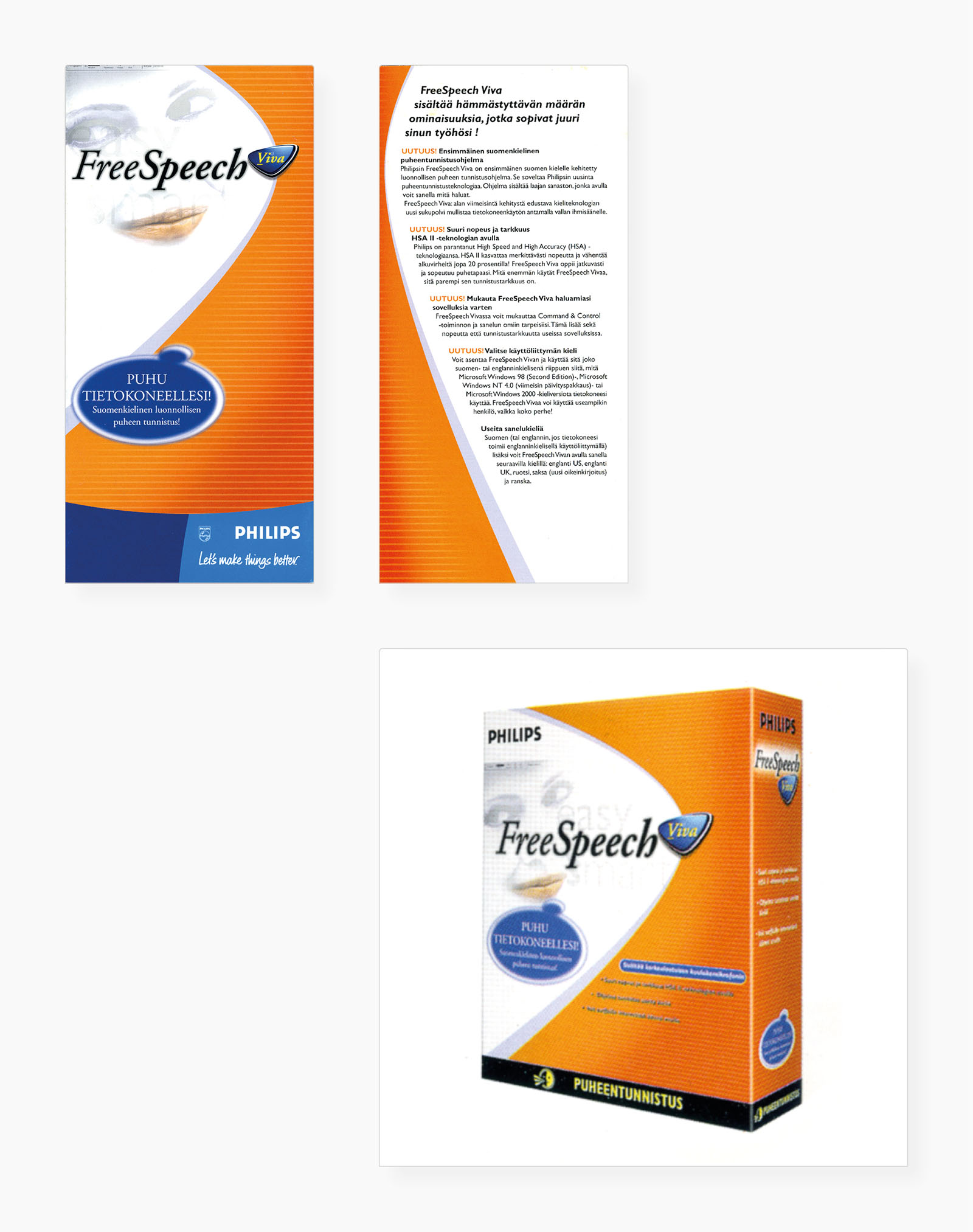 Auswahl von Anwendungen für Produktlinie "FreeSpeech Viva"  (Folder und Geräte-Verpackung)