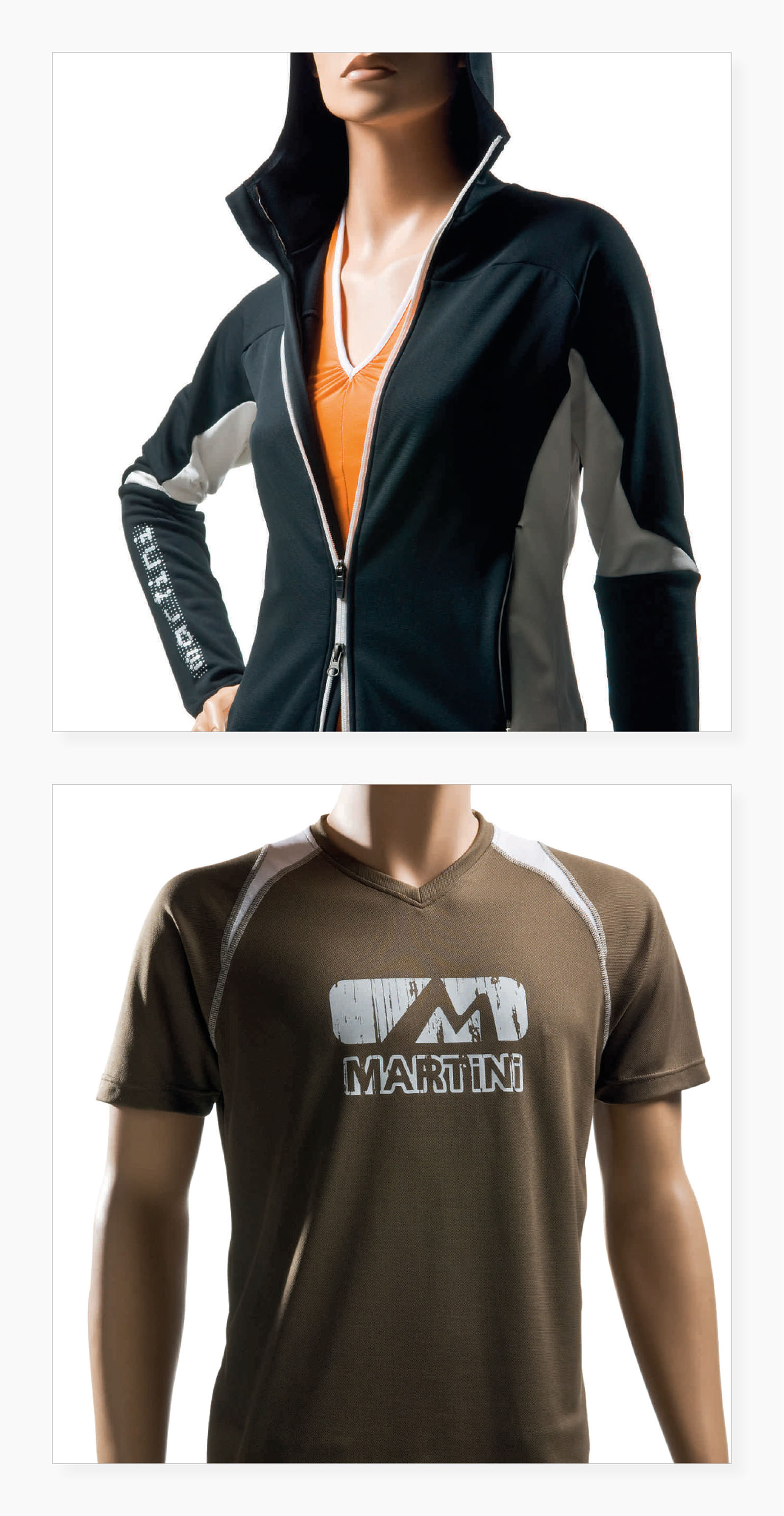 Graphik-Elemente ("Artworks") für Sport-Mode im Outdoor-Bereich, Sommer – Unisex-Jacke, Herren-Shirt